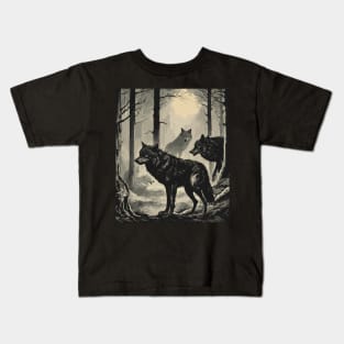 Wolves in the Woods Kids T-Shirt